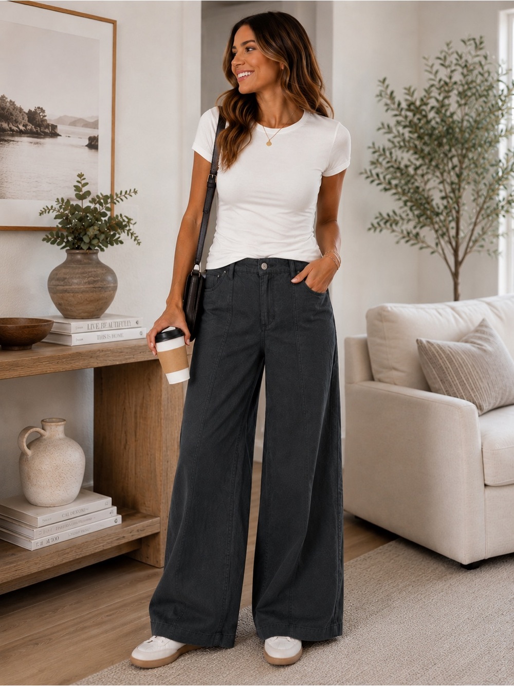 wild fable Black Wide-Leg High-Rise Jeans. (B2)